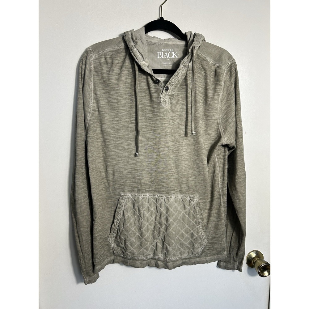 Buckle Black No. 48 Hoodie Mens Small S Athletic Fit Quilted Pocket Henley Green